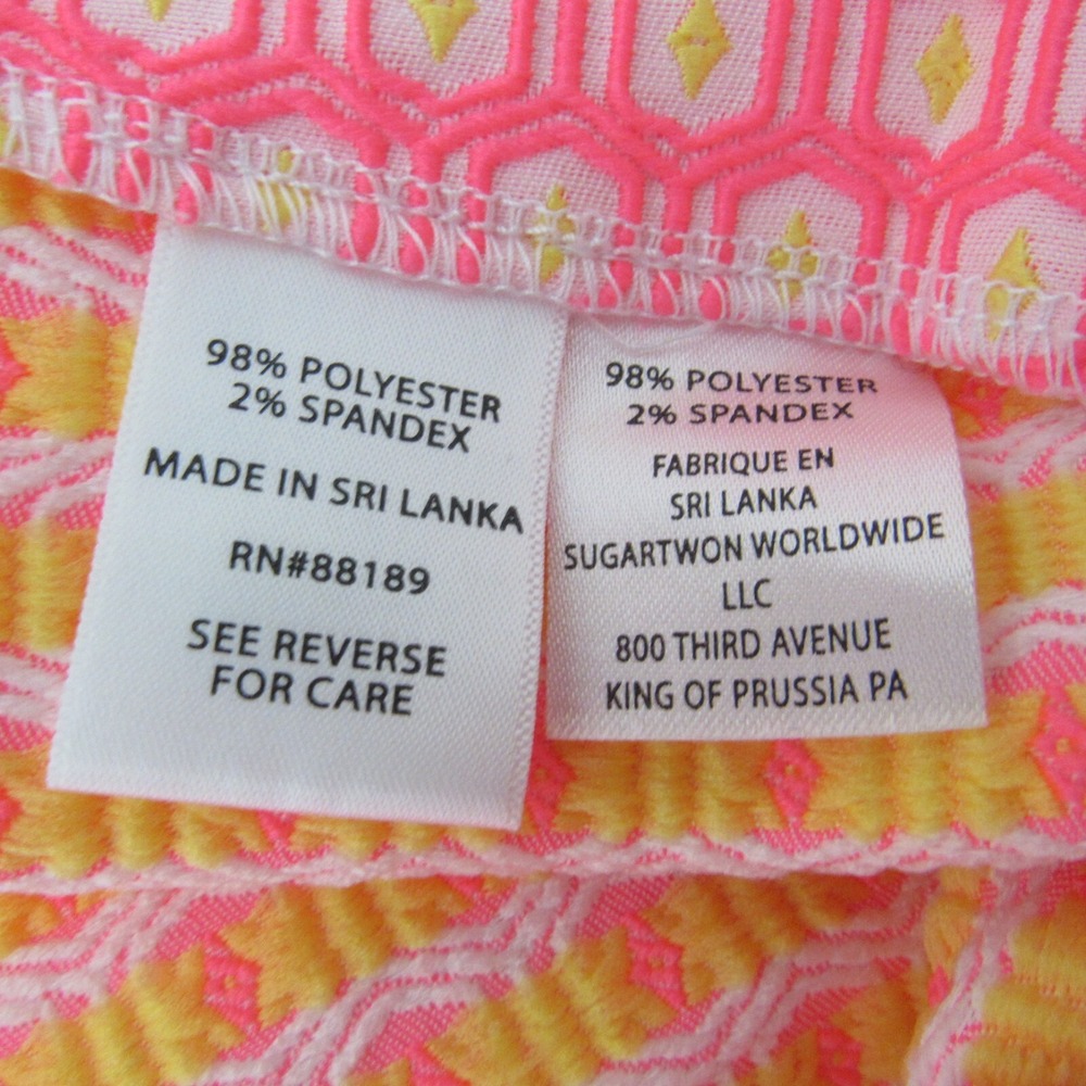 Lilly Pulitzer Shorts Size 00 Liza Hot Pink & Yellow Geometric Jacquard Back Zip - Picture 9 of 10